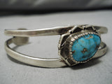 Exceptional Vintage Native American Zuni Native Blue Gem Turquoise Sterling Silver Bracelet-Nativo Arts