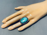 Vivid Ice Blue Vintage Native American Navajo Turquoise Sterling Silver Ring-Nativo Arts