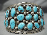 Important Vintage Native American Navajo Tommy Moore Turquoise Sterling Silver Bracelet Old-Nativo Arts