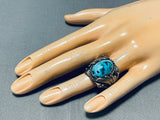 Captivating Vintage Native American Navajo Blue Diamond Turquoise Sterling Silver Ring-Nativo Arts
