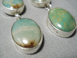 Long 3 Tier Navajo Royston Turquoise Native American Sterling Silver Earrings-Nativo Arts