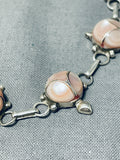 Wonderful Vintage Native American Zuni Mother Of Pearl Sterling Silver Turtle Link Bracelet-Nativo Arts
