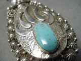 Tremendous Native American Navajo Pilot Mountain Turquoise Sterling Silver Necklace-Nativo Arts