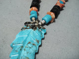 Eye-catching Vintage Native American Navajo Turquoise Sterling Silver Necklace Old-Nativo Arts