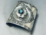 Important Vintage Native American Kewa Rose Pedal Sterling Silver Turquoise Bracelet-Nativo Arts