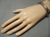 Thick And Heavy!! Vintage Native American Navajo Gold Sterling Silver Feather Bracelet-Nativo Arts