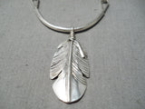 Amazing Detailed Navajo Feather Sterling Silver Native American Necklace-Nativo Arts