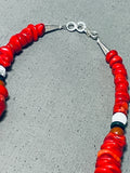 Native American Authentic Singer Chunky Coral Sterling Silver Necklace-Nativo Arts