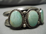 Important Early 1900's Vintage Native American Navajo Turquoise Sterling Silver Bracelet Old-Nativo Arts