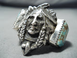 One Of The Most Detailed Ever Native American Turquoise Sterling Silver Ring-Nativo Arts