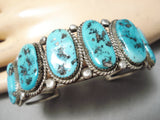 Incredible Vintage Native American Navajo Huge Oval Turquoise Sterling Silver Bracelet Old-Nativo Arts