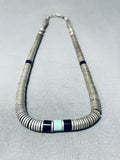 Rare Heavy Sterling Silver Heishi Vintage Native American Navajo Turquoise Necklace Old-Nativo Arts