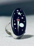Midnight Space Inlay Native American Navajo Opal Sterling Silver Ring-Nativo Arts