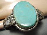 Amazing Vintage Native American Navajo Royston Turquoise Sterling Silver Leaf Bracelet Old-Nativo Arts