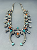 Paul Haley Vintage Native American Navajo Turquoise Sterling Silver Squash Blossom Necklace-Nativo Arts