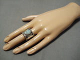One Of The Earliest Adjustable Vintage Native American Navajo Turquoise Sterling Silver Ring-Nativo Arts