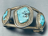 Rare Turquoise Vintage Native American Navajo Easter Blue Sterling Silver Bracelet-Nativo Arts