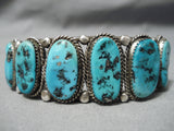 Incredible Vintage Native American Navajo Huge Oval Turquoise Sterling Silver Bracelet Old-Nativo Arts
