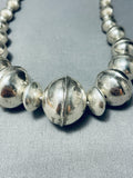 Rare Longer Vintage Native American Navajo Sterling Silver Bead And Long Cone Necklace-Nativo Arts