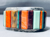 Astronomical Vintage Native American Navajo Turquoise Inlay Sterling Silver Bracelet-Nativo Arts