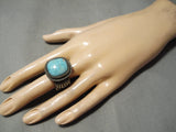 So Heavy Thick Men's Native American Navajo Carico Lake Turquoise Sterling Silver Ring-Nativo Arts