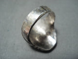 Huge Men's Vintage Native American Navajo Morenci Turquoise Sterling Silver Ring Old-Nativo Arts