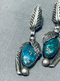 Important Top 100 Artists Vintage Native American Navajo Turquoise Sterling Silver Earrings-Nativo Arts
