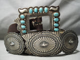 Highly Rare Vintage Native American Navajo Gary Reeves Turquoise Sterling Silver Concho Belt Old-Nativo Arts