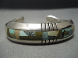 Important Vintage Native American Navajo Wil Vandevere Green Turquoise Sterling Silver Bracelet-Nativo Arts