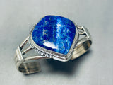 Mighty Lapis Native American Navajo Signed Sterling Silver Bracelet Cuff-Nativo Arts