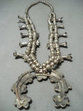 Women's Vintage Native American Navajo Turquoise Sterling Silver Squash Blossom Necklace-Nativo Arts