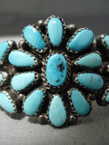 Small Wrist Vintage Native American Navajo Tears Of Joy Turquoise Stelring Silver Bracelet Old-Nativo Arts