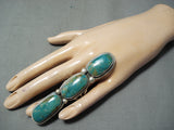 One Of The Tallest Important Native American Navajo Turquoise Sterling Silver Ring-Nativo Arts