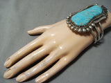 Ray Nez Native American Navajo Huge Kingman Turquoise Sterling Silver Bracelet-Nativo Arts