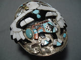 Opulent Vintage Native American Zuni Kendalll Shebola Turquoise Sterling Silver Dancer Bracelet-Nativo Arts