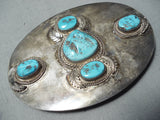 Amazing Vintage Native American Navajo Morenci Turquoise Sterling Silver Buckle-Nativo Arts