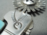 Fantastic Signed Native American Navajo Turquoise Sterling Silver Pin/ Pendant-Nativo Arts
