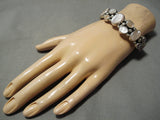 Important Vintage Native American Navajo Nakai Pink Shell Sterling Silver Bracelet-Nativo Arts