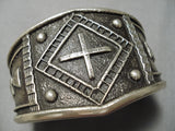 Huge Cross Christian Sterling Silver Native American Navajo Bracelet Cuff-Nativo Arts