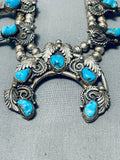 Gasp! Vintage Native American Navajo Turquoise Sterling Silver Squash Blossom Necklace Old-Nativo Arts