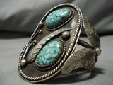 Exceptional Vintage Native American Navajo Carico Lake Turquoise Sterling Silver Bracelet Old-Nativo Arts