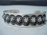 Eddie Smith Vintage Native American Navajo Hand Repoussed Sterling Silver Bracelet-Nativo Arts