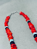Singer Coral Native American Navajo Turquoise Sterling Silver Tube Necklace-Nativo Arts