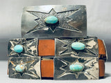 Very Rare Starbursting Vintage Native American Navajo Turquoise Sterling Silver Concho Belt-Nativo Arts