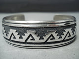 Authentic Thomas Singer Vintage Native American Navajo Sterling Silver Geometric Bracelet-Nativo Arts