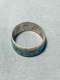 Magnificent Vintage Native American Zuni Blue Gem Turquoise Sterling Silver Band Ring-Nativo Arts