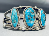 Rare Mine Blue Thunder Turquoise Vintage Native American Navajo Sterling Silver Bracelet-Nativo Arts