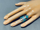 Amazing Vintage Native American Navajo Turquoise Sterling Silver Waterbird Ring-Nativo Arts