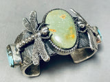 Heavy 127 Gram Vintage Native American Navajo Green Turquoise Sterling Silver Bracelet-Nativo Arts