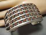 Amazing Zuni Native American Sterling Silver Coral Bracelet Cuff-Nativo Arts